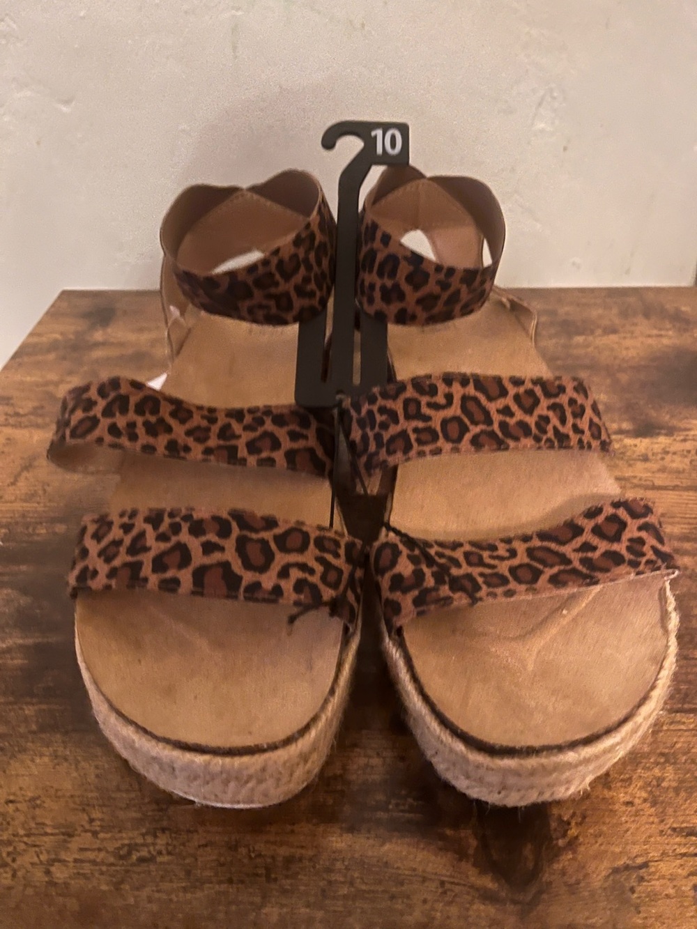 Leopard Print Platform Sandals - Women's Size 10